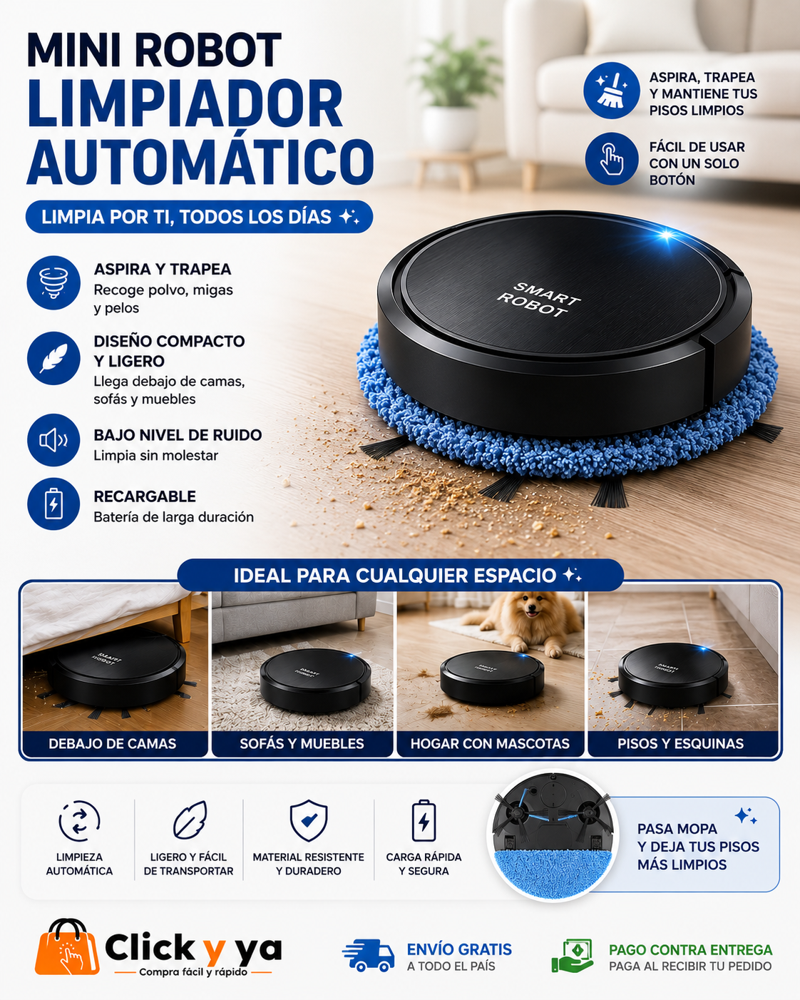 Robot Limpiador Automático Con Trapeador