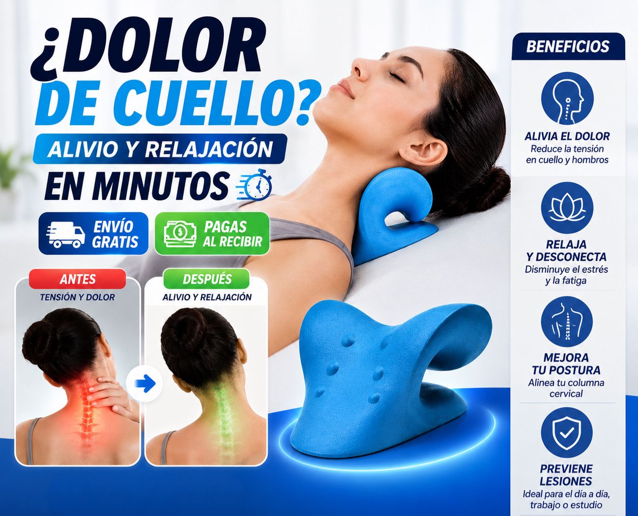Almohada de tracción cervical - Dile Adiós Al Dolor De Cuello