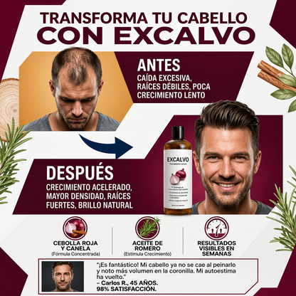 Shampoo Excalvo - Reduce la Pérdida y Estimula el Crecimiento