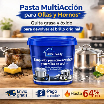 Pasta MultiAcción para Ollas y Hornos™ - Quita grasa y óxido para devolver el brillo original
