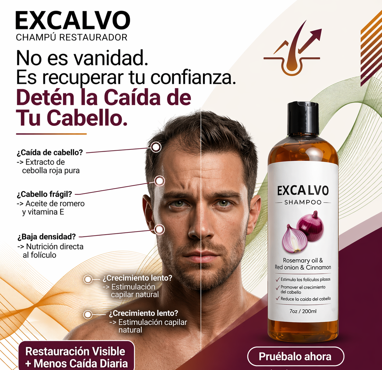 Shampoo Excalvo - Reduce la Pérdida y Estimula el Crecimiento