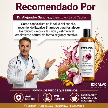 Shampoo Excalvo - Reduce la Pérdida y Estimula el Crecimiento