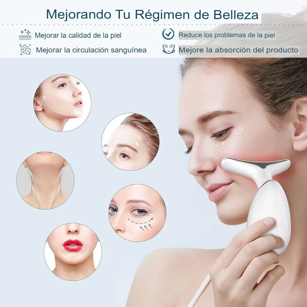 Masajeador Facial LED con Vibración💆‍♀️ - Piel Firme y Radiante sin Cirugía✨