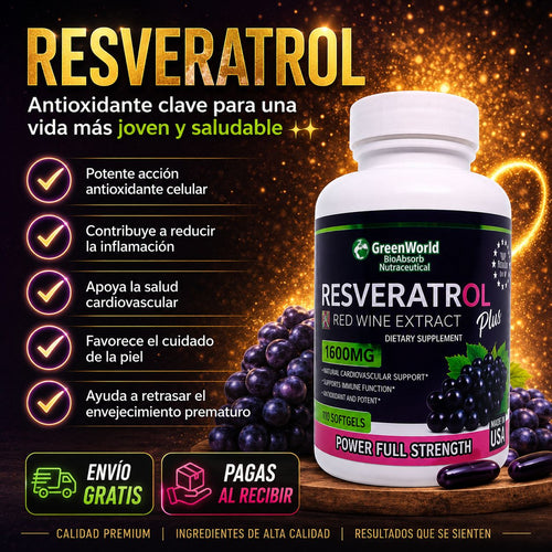 Resveratrol Plus -🍇 ¡PROTEGE TU CUERPO Y RETRASA EL ENVEJECIMIENTO! 🍇