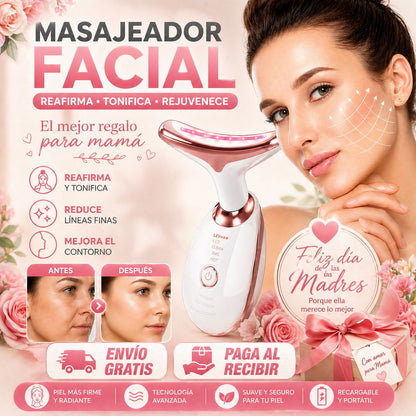 Masajeador Facial LED con Vibración💆‍♀️ - Piel Firme y Radiante sin Cirugía✨